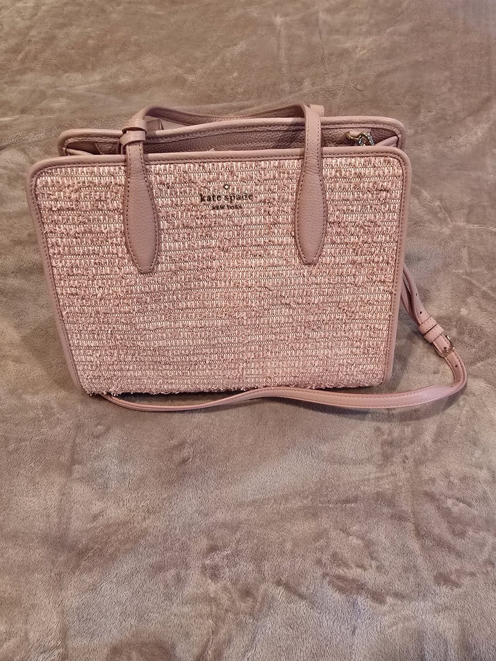 kate spade Pink Woven Straw Tote Bag